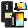 LG L Fino D290N/L Fino Dual D295 - Leather Wallet Stand Case Black (OEM) (BULK)